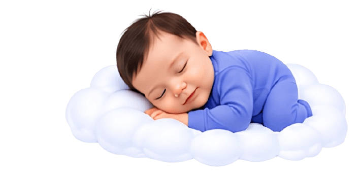 Bebê dormindo em uma nuvem