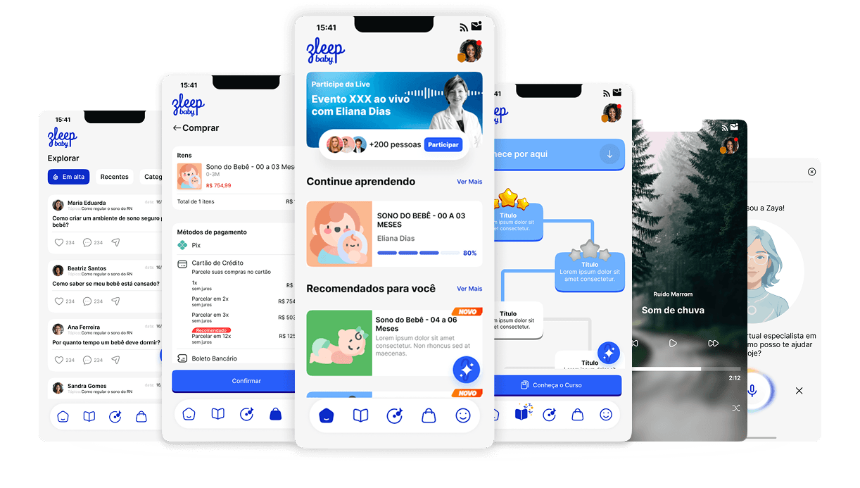 Mockup do aplicativo ZleepBaby